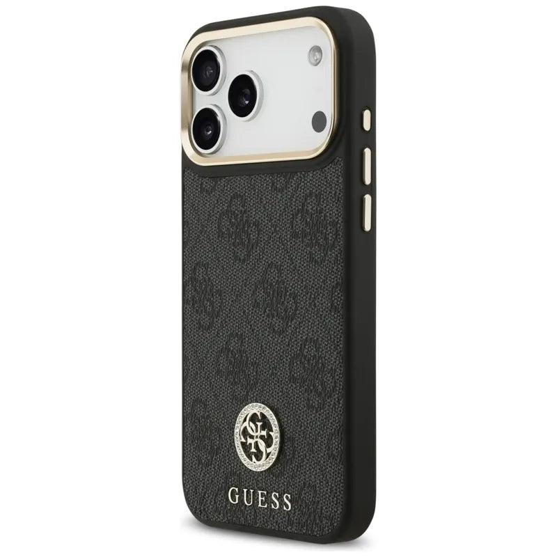Guess 4G Strass Logo MagSafe dėklas iPhone 17 Pro Max (juodas)
