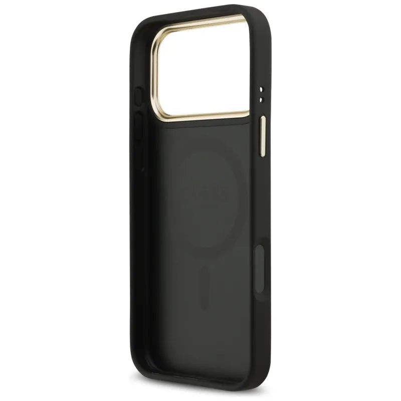 Guess 4G Strass Logo MagSafe dėklas iPhone 17 Pro Max (juodas)
