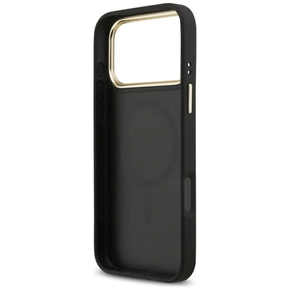 Guess 4G Strass Logo MagSafe dėklas iPhone 17 Pro Max (juodas)