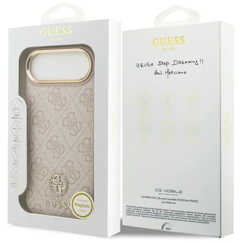 Guess 4G Strass Logo MagSafe dėklas iPhone Air (Rožinis)