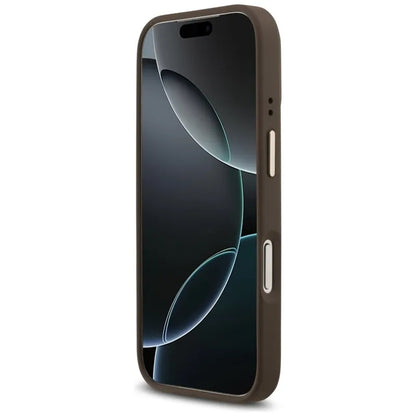 Guess 4G Strass Logotipas MagSafe dėklas iPhone 17 Pro (Rudas)