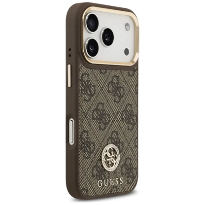 Guess 4G Strass Logotipas MagSafe dėklas iPhone 17 Pro (Rudas)