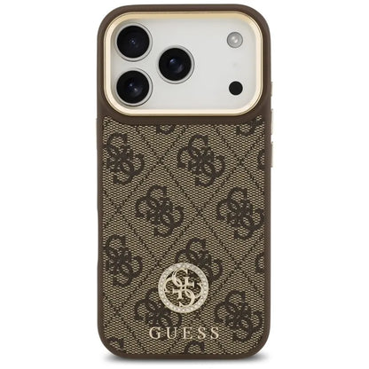 Guess 4G Strass Logotipas MagSafe dėklas iPhone 17 Pro (Rudas)