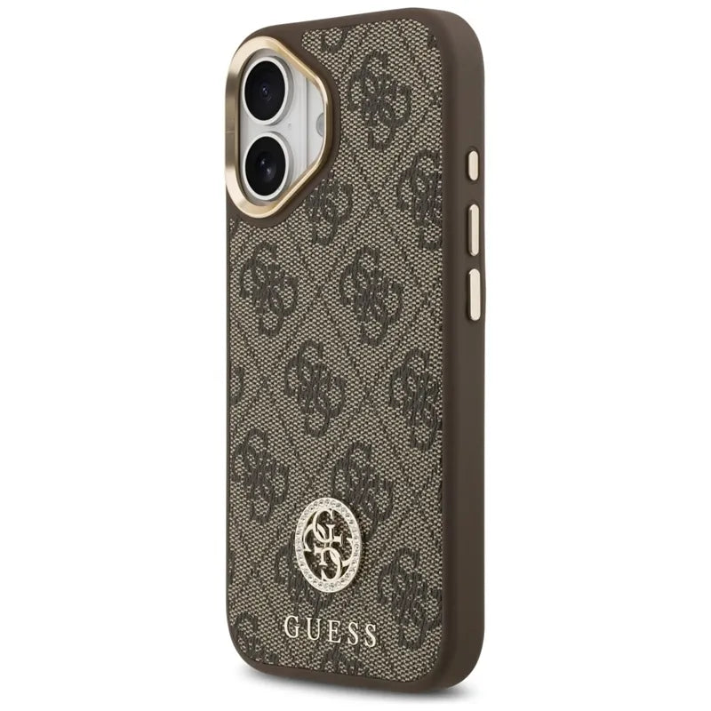 Guess 4G Strass Logotipas MagSafe - dėklas iPhone 17 (Rudos)