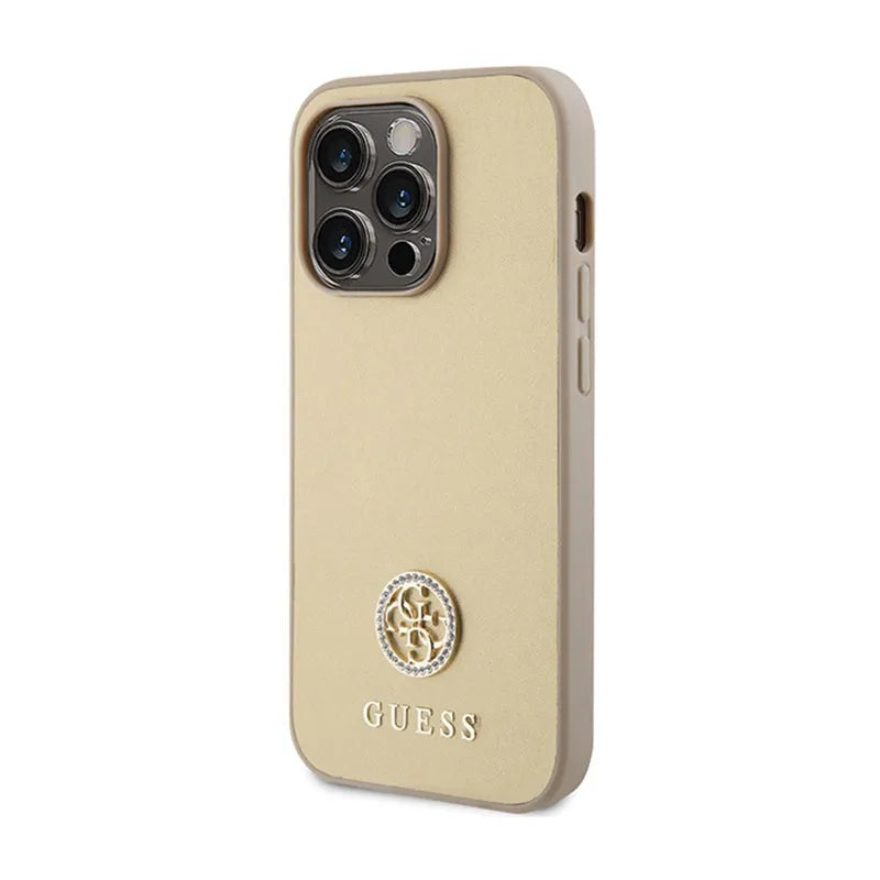 Guess 4G Strass Metal Logo - "iPhone 15 Pro" dėklas (auksinis)