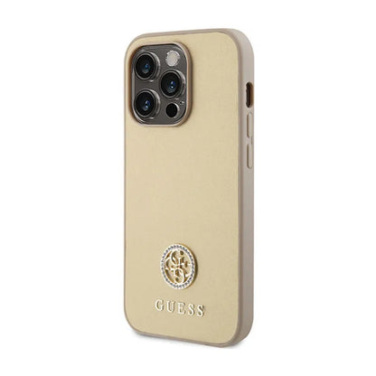 Guess 4G Strass Metal Logo - "iPhone 15 Pro" dėklas (auksinis)