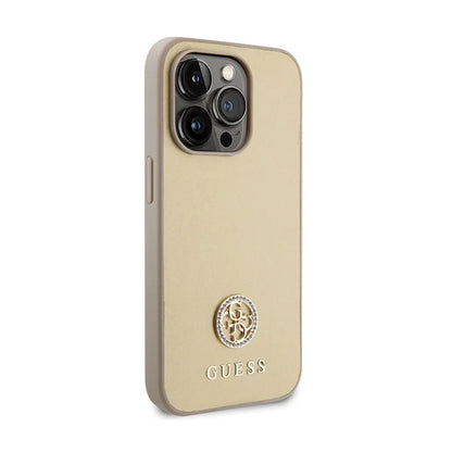 Guess 4G Strass Metal Logo - "iPhone 15 Pro" dėklas (auksinis)