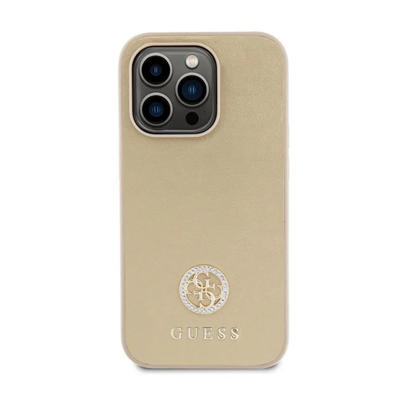 Guess 4G Strass Metal Logo - "iPhone 15 Pro" dėklas (auksinis)