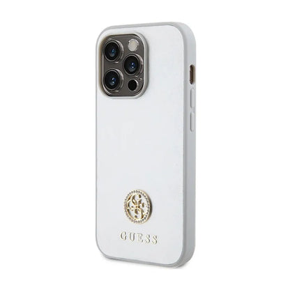 Guess 4G Strass metalinis logotipas – dėklas iPhone 15 Pro (sidabrinis)