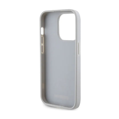 Guess 4G Strass metalinis logotipas – dėklas iPhone 15 Pro (sidabrinis)