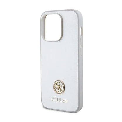 Guess 4G Strass metalinis logotipas – dėklas iPhone 15 Pro (sidabrinis)