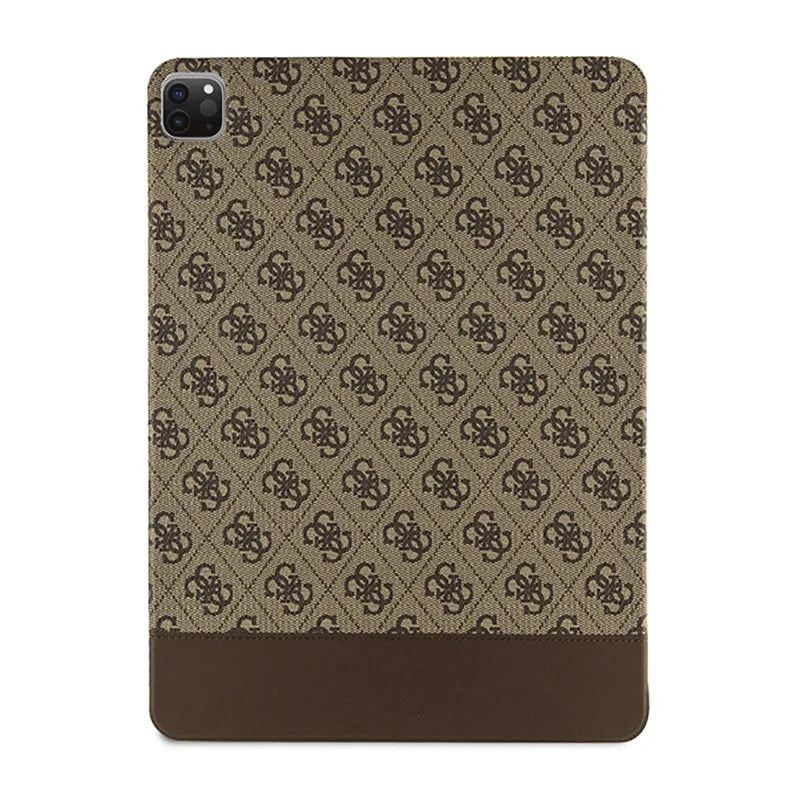 Guess 4G Stripe Allover – dėklas, skirtas iPad Pro 12.9" (2022–2020) (rudos spalvos)