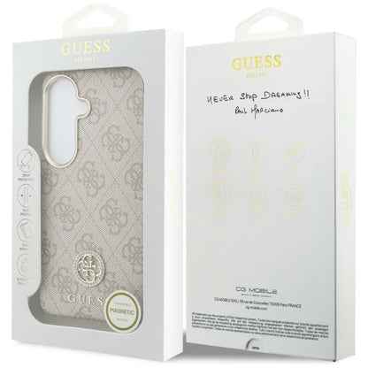Guess 4G su blizgančiais apvaliu logotipu MagSafe dėklas - Samsung Galaxy S26 (Rožinis)