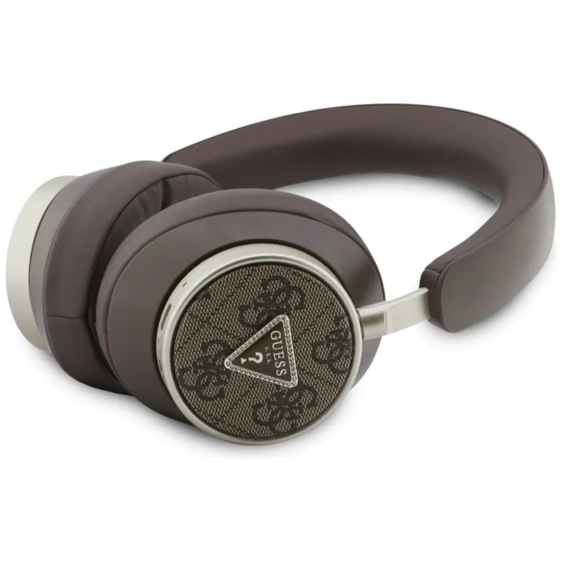 Guess 4G Triangle Logo – belaidės „Bluetooth V5.4“ ENC ausinės (rudos)