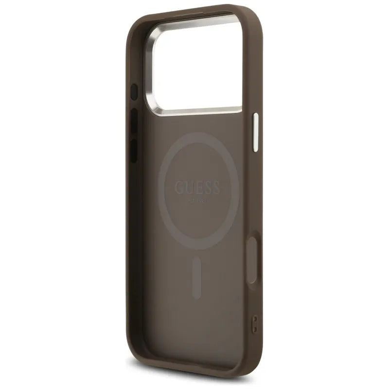 Guess 4G Triangle Logo MagSafe dėklas iPhone 17 Pro Max (rudas)