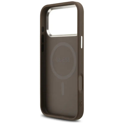 Guess 4G Triangle Logo MagSafe dėklas iPhone 17 Pro Max (rudas)