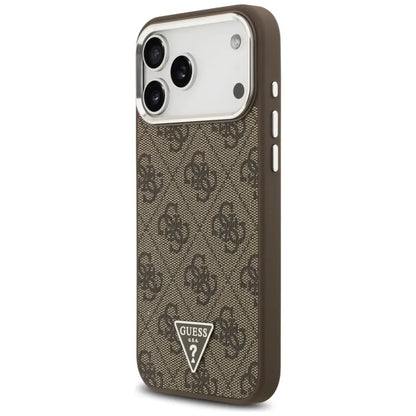 Guess 4G Triangle Logo MagSafe dėklas iPhone 17 Pro Max (rudas)
