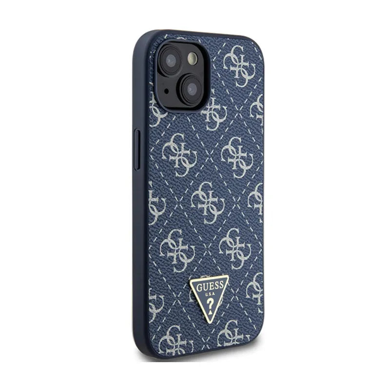 Guess 4G Triangle Metal Logo - dėklas iPhone 15 Plus (mėlynas)