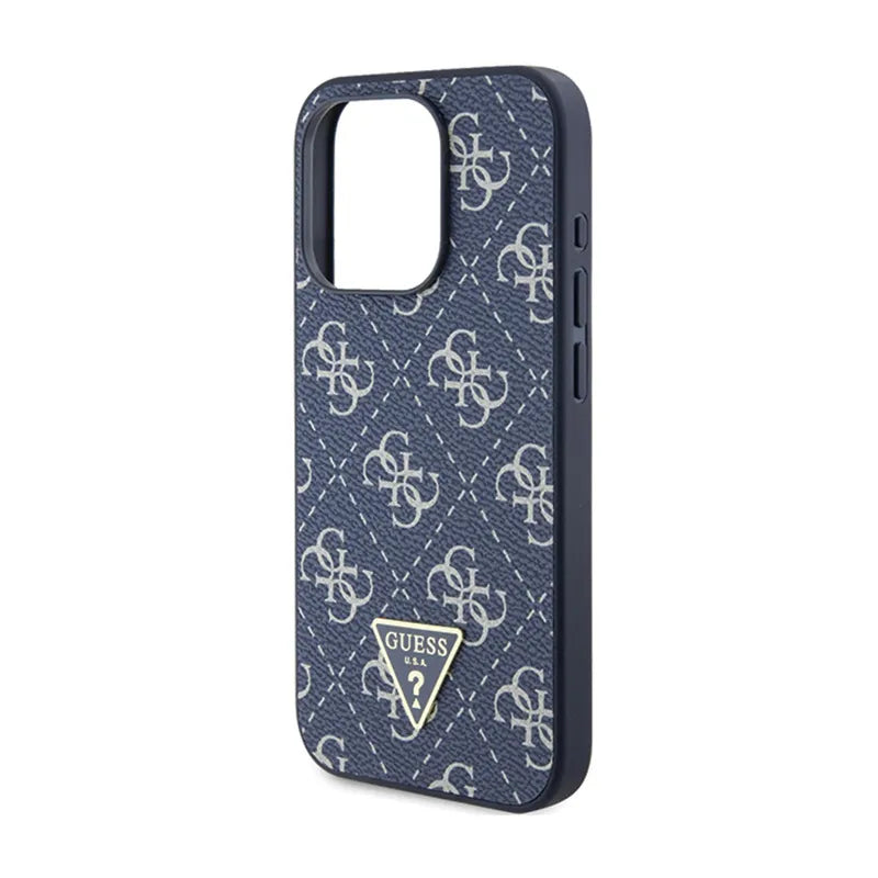 Guess 4G Triangle Metal Logo - dėklas, skirtas iPhone 15 Pro (mėlynas)