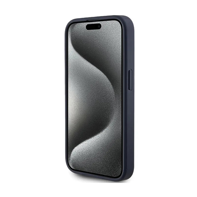 Guess 4G Triangle Metal Logo - dėklas, skirtas iPhone 15 Pro (mėlynas)
