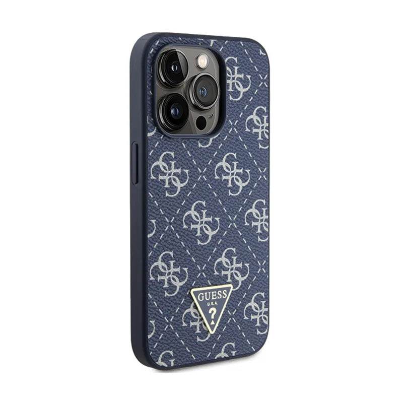 Guess 4G Triangle Metal Logo - dėklas, skirtas iPhone 15 Pro (mėlynas)
