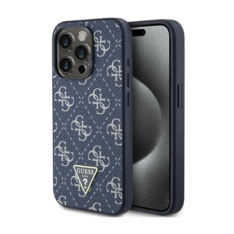 Guess 4G Triangle Metal Logo - dėklas, skirtas iPhone 15 Pro (mėlynas)