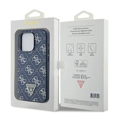Guess 4G Triangle Metal Logo - dėklas, skirtas iPhone 15 Pro (mėlynas)