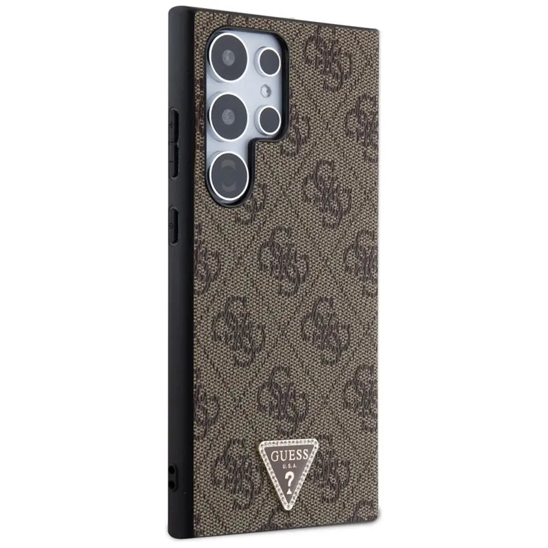 Guess 4G Triangle Strass - Dėklas Samsung Galaxy S24 Ultra (Ruda)