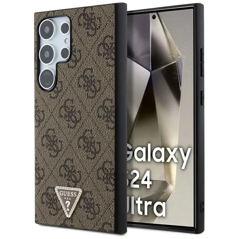 Guess 4G Triangle Strass - Dėklas Samsung Galaxy S24 Ultra (Ruda)