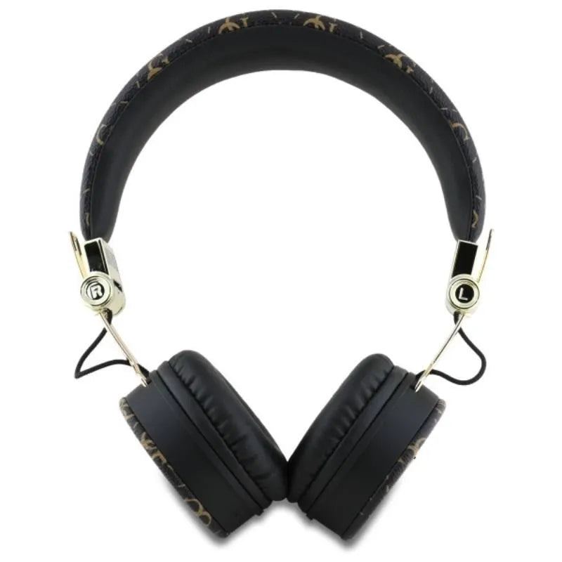 Guess 4G trikampio apvalios formos – belaidės „Over-Ear“ „Bluetooth“ ENC ausinės (juodos)