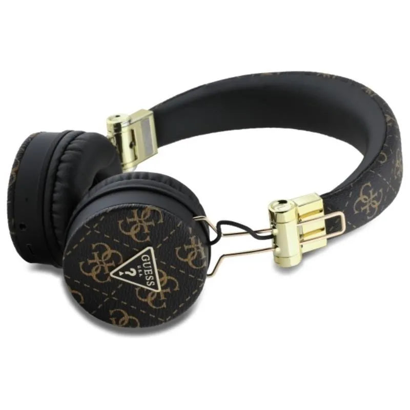 Guess 4G trikampio apvalios formos – belaidės „Over-Ear“ „Bluetooth“ ENC ausinės (juodos)
