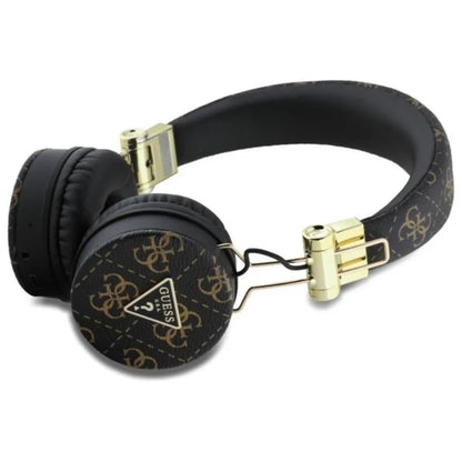 Guess 4G trikampio apvalios formos – belaidės „Over-Ear“ „Bluetooth“ ENC ausinės (juodos)