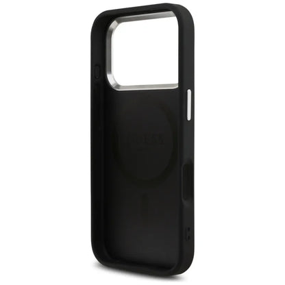 Guess 4G Trikampio Logotipo MagSafe – dėklas iPhone 17 Pro (juodas)