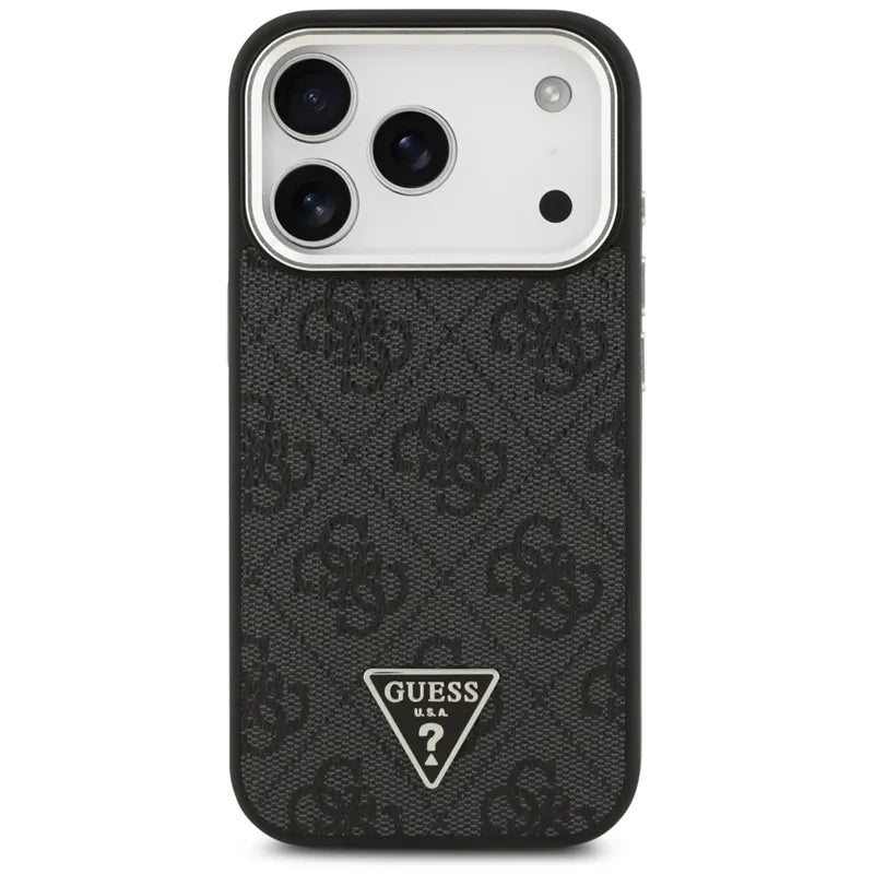 Guess 4G Trikampio Logotipo MagSafe – dėklas iPhone 17 Pro (juodas)