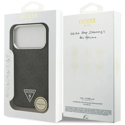 Guess 4G Trikampio Logotipo MagSafe – dėklas iPhone 17 Pro (juodas)
