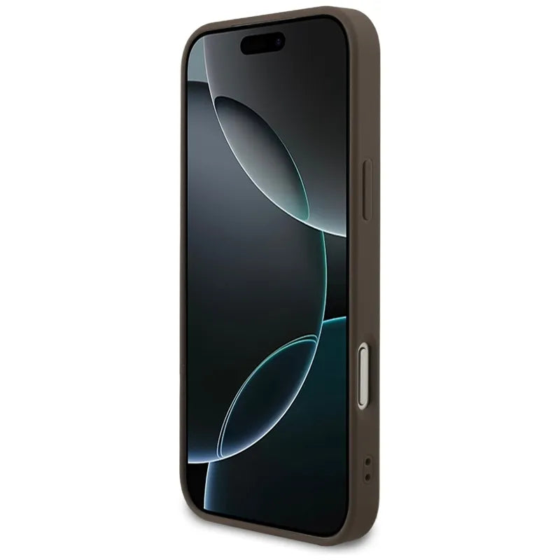 Guess 4G žiedinis logotipas MagSafe dėklas iPhone 17 Pro Max (rudas)