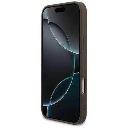 Guess 4G žiedinis logotipas MagSafe dėklas iPhone 17 Pro Max (rudas)