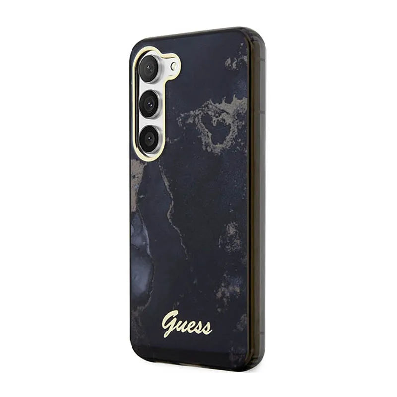Guess Auksinio Marmuro Kolekcija – Dėklas Samsung Galaxy S23+ (Juodas)