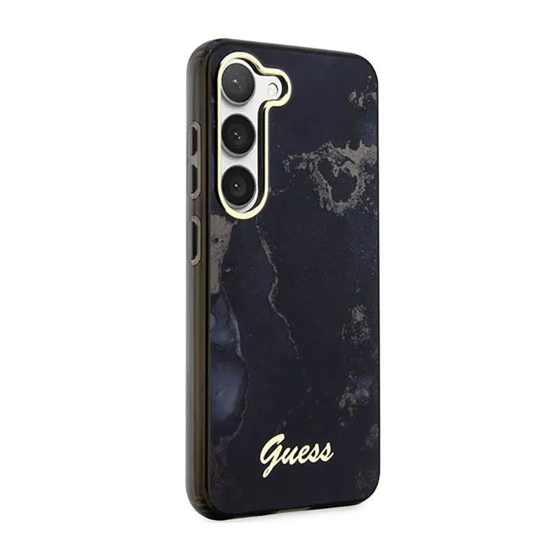 Guess Auksinio Marmuro Kolekcija – Dėklas Samsung Galaxy S23+ (Juodas)