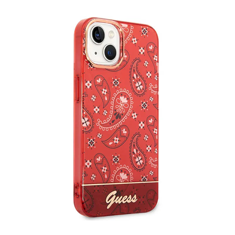 Guess Bandana Paisley – „iPhone 14 Plus“ dėklas (raudonas)
