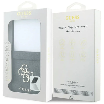 Guess Big 4G Logo dėklas Samsung Galaxy Z Flip 8 telefonui (juodas)