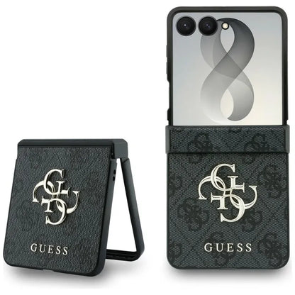 Guess Big 4G Logo dėklas Samsung Galaxy Z Flip 8 telefonui (juodas)