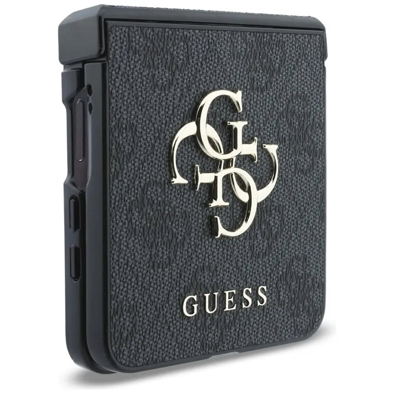 Guess Big 4G Logo dėklas Samsung Galaxy Z Flip 8 telefonui (juodas)