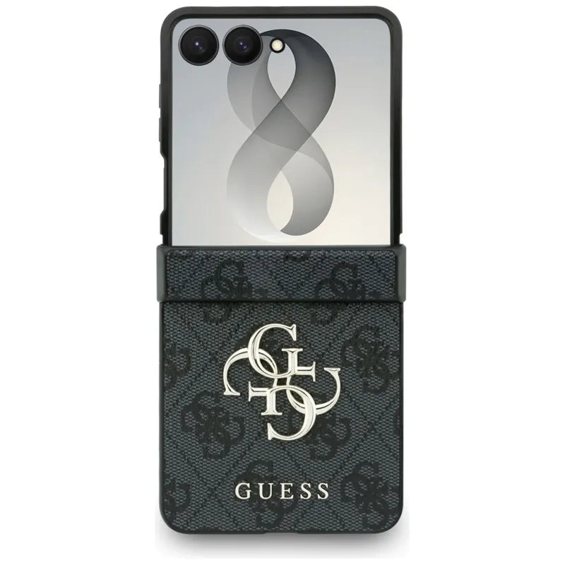 Guess Big 4G Logo dėklas Samsung Galaxy Z Flip 8 telefonui (juodas)