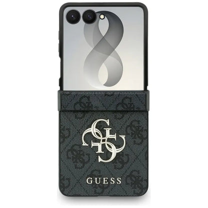 Guess Big 4G Logo dėklas Samsung Galaxy Z Flip 8 telefonui (juodas)