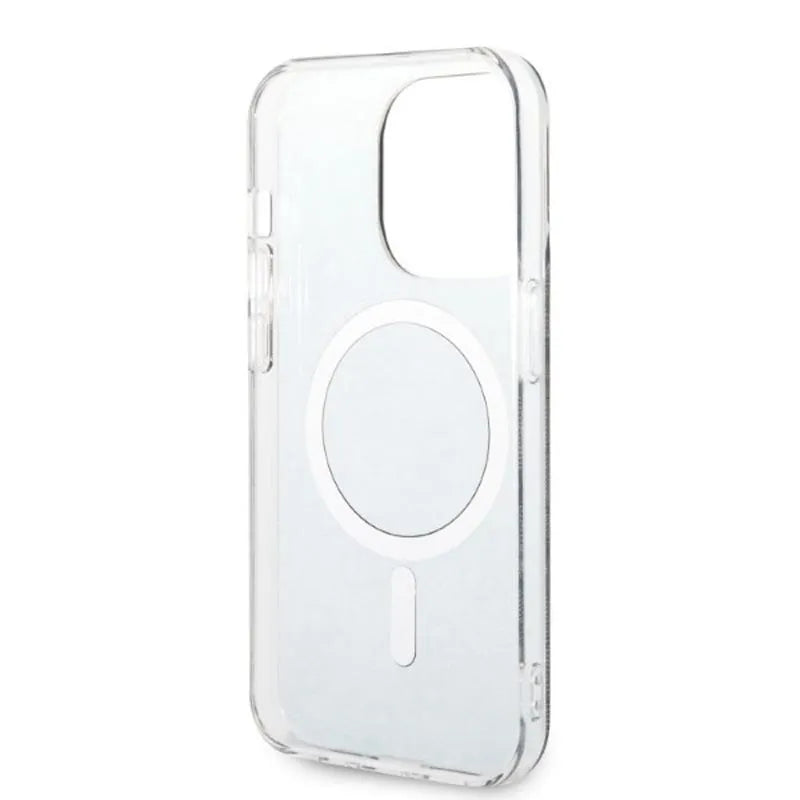 Guess Bundle Pack MagSafe 4G – Dėklas iPhone 14 Pro + MagSafe įkroviklis (juoda/auksinė)