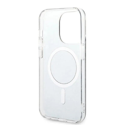 Guess Bundle Pack MagSafe 4G – Dėklas iPhone 14 Pro + MagSafe įkroviklis (juoda/auksinė)