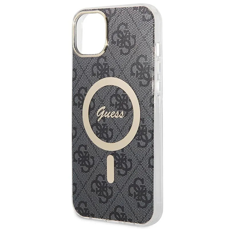 Guess Bundle Pack MagSafe 4G – dėklų rinkinys, skirtas iPhone 14 Plus + MagSafe įkroviklis (juoda/auksinė)