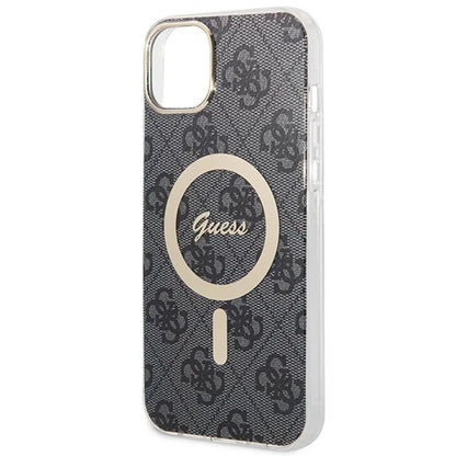Guess Bundle Pack MagSafe 4G – dėklų rinkinys, skirtas iPhone 14 Plus + MagSafe įkroviklis (juoda/auksinė)