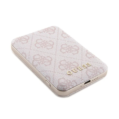 Guess Bundle Pack MagSafe 4G Metal Gold Logo – dėklų rinkinys + Power Bank 5000mAh MagSafe iPhone 15 Pro (rožinis)
